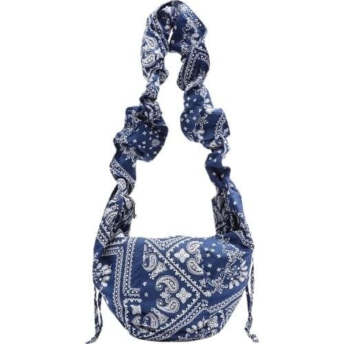 Fabric Paisley Pattern Printing Hobo Bag Female Teenager Youth Bohemian Boho Gypsy Hippie Pleated Belt Cute Sling Messenger Bag
