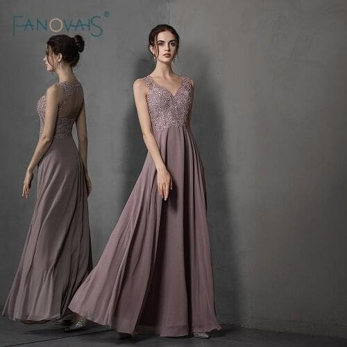 2020 Evening Dress Long A-Line V-Neck Prom Dress Beaded Lace Formal Dress Evening Party Vestido de Festa de Noche Floor Length