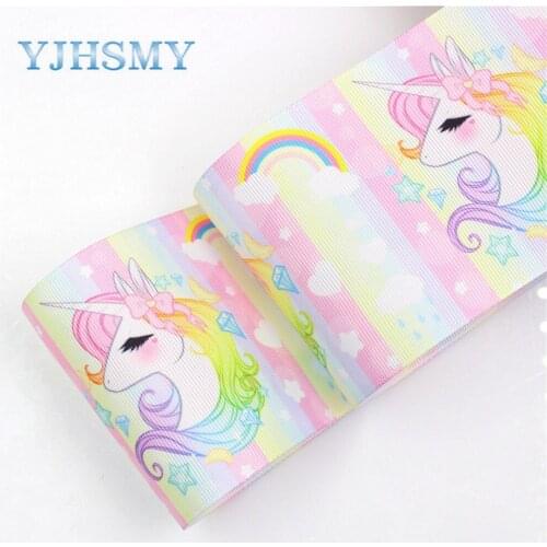 YJHSMY I-18428-8 10 yards 75 mm Color Cartoon Printed grosgrain ribbons,DIY handmade Hair accessories Material wedding gift wrap