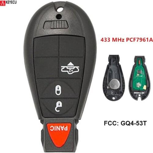 Keyecu Replacement 4 Buttons For Dodge Ram Key Fob, Fobik Remote 1500 2500 3500 4500 2013 2014 2015 2016 2017 FCC:GQ4-53T