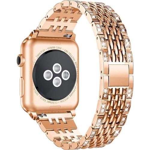 Women Diamond Bracelet for Apple Watch 38mm 40mm 42mm 44mm Metal Wrist Band Stainless Steel Strap for iWatch Series 5/4/3/2/1