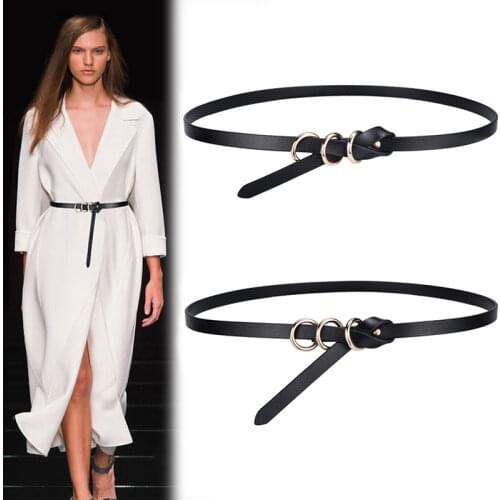 Office 365 Shirt Belt Womens with Dress Coat Black Waist Closure Versatile Fashion Small Belt Female Genuine Leather Waistband