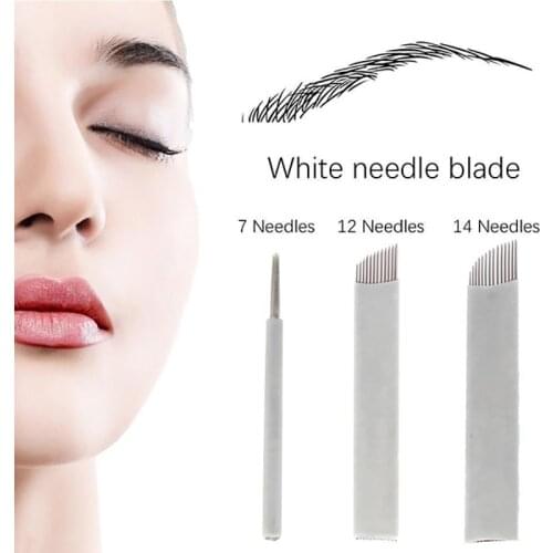 25pcs Blade Micro Blade Needle Permanent Makeup Eyebrow Tattoo Needle 6 Colors 12pin Oblique Type Girls Profession Accessories