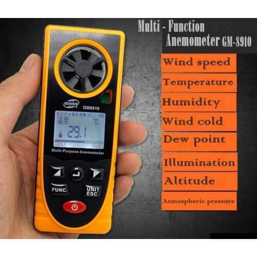 30pcs GM8910 Muti-Purpose Anemometer lux temperature attitude wind speed Measuring Instrument