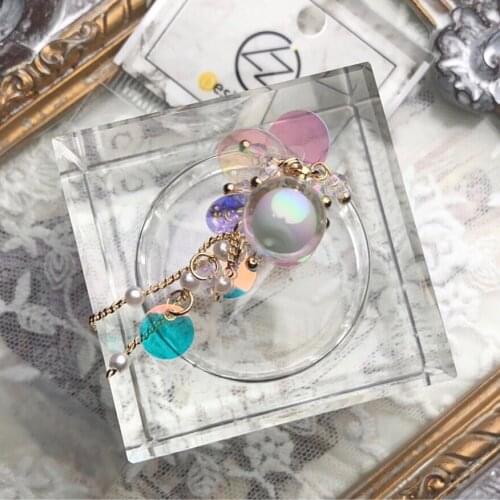 5pcs/lot Colorful sequin mermaid crystal ball Nail Art Decorations alloy metal chain rhinestone nails accessories DIY charms