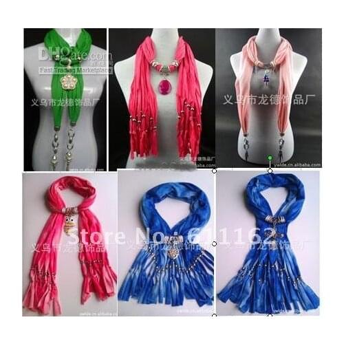 Free 2013 Scarf jewelry Pendant necklace Fashion womens Soft scarves Jewellery Scarf Pendant jewelry necklace