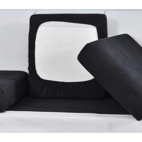 Sofa Seat Cover Thick Sofa Cushion Cover Elastic Covers for Chaise Longue Backrest Solid Color Funiture Protector Cover Black