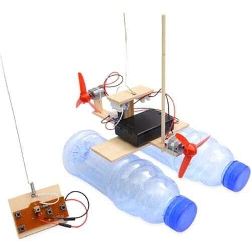 Kids RC Airboat Model Science Experiment Puzzle Assembly Educational Toy For Students Boy Wireless Remote Control Boat Kits Stem