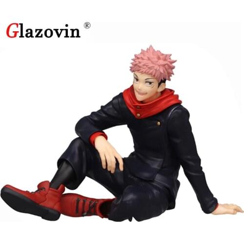 Glazovin Original FuRyu 13 Cm Jujutsu Kaisen Yuji Itadori Sitting Anime Figure Doll Toys For Cake Wedding Decoration
