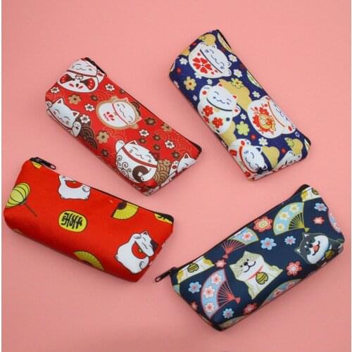 NEW Cute Kawaii Canvas Pencil Case High Capacity Pen Bags Cute Cat Dog Pencil Bags For Girls Gift School Stationery Supplies