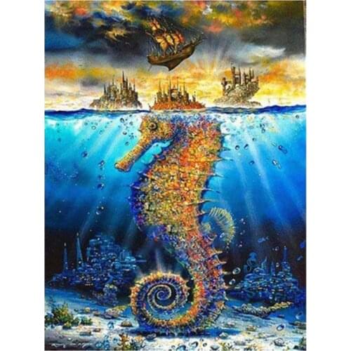 Hippocampus diamond painting sea horse mosaic embroidery cross stitch rhinestone picture puzzle drawing wall decor animals gifts