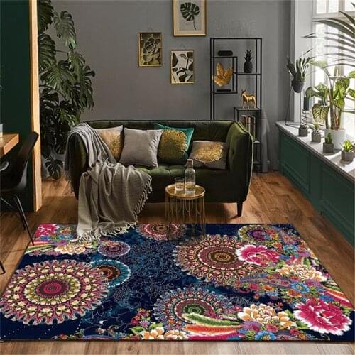 Southeast Asian Ethnic Style Bedroom Rug Mandala Flower Living Room Carpet Long Kitchen Rug Carpet For House Entrance Floor Mat