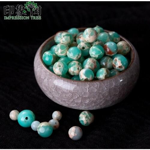 10Pcs Natural Stone Snakeskin Round Loose Beads 6/8/10mm Blue Green Loose Turquois e Beads Fit Necklace DIY Jewelry Makings 1939