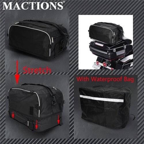 MACTIONS Collapsible Luggage Rack Bag Tour Bag W/ Waterproof Bag For Harley Touring Street Road Electra Glide Road King 94-2019