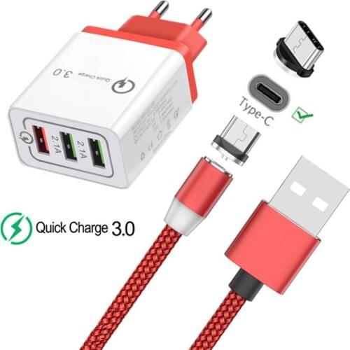 Magnetic USB Cable For Samsung Galaxy Xcover 4s A50 Realme X Xiaomi Mi 9 8 Redmi Note 7 Type C Magnet Charge QC 3.0 Fast Charger