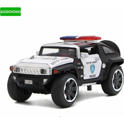 1/32 Scale Police Diecast Vehicles Car Model Toys W Openable Doors Pull Back Toys Cars with Light Music for Boys Xmas Gift