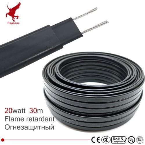 30m 220V Flame retardant type heating cable W=8mm Self regulat temperature Water pipe protection Roof deicing heating cable
