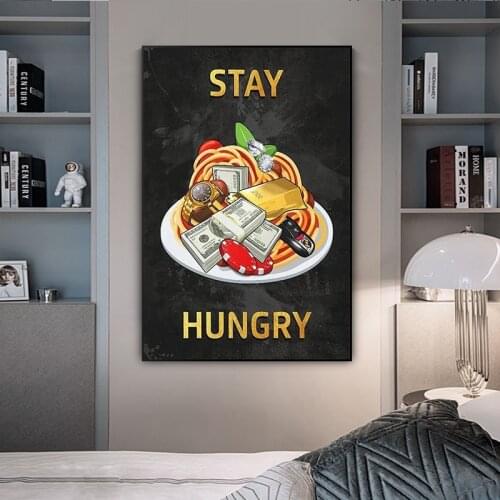 Wall Art Picture Hungry Poster American Dollar Home Decor Gold Coin Painting Money Painting Bedroom Decor Wall Picture