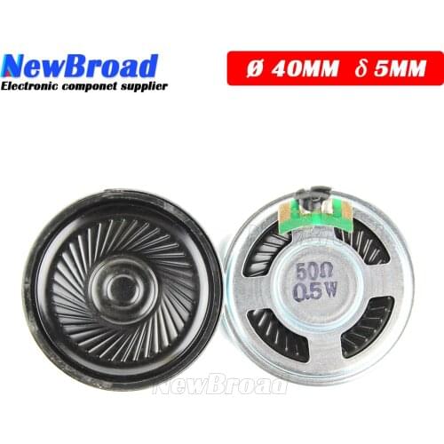 2pcs/lot New Ultra-thin Mini speaker 50 ohms 0.5 watt 0.5W 50R speaker Diameter 40MM 4CM thickness 5MM