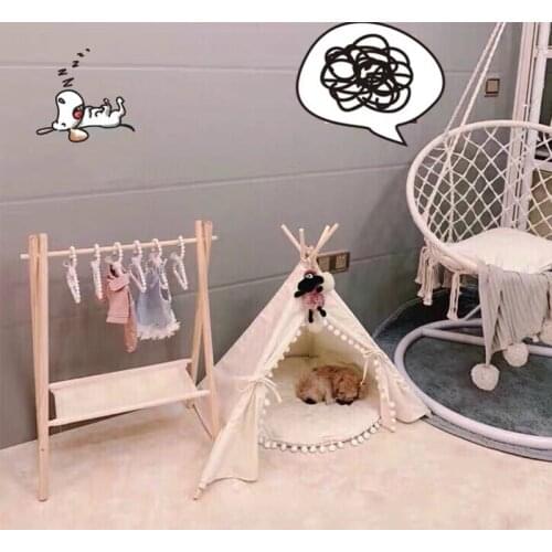 Pet Cat Dog Solid Wood Simple Wardrobe Doll Closet for My Life Doll Clothes -Floral | Doll and Small Pet Clothes Storage