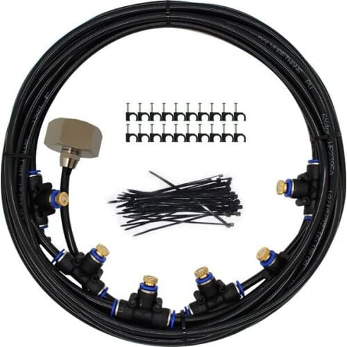 Misting Cooling System Kit Metal Nozzles and PE Pipe Outdoor Watering Irrigation Wet Fog Garden Sprayer For Humidification Patio