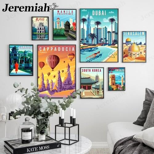 Modern Hd City Landscape Canvas Poster Turkey Dubai South Korea Israel Philippines Travel Painting Wall Art Home Decoration