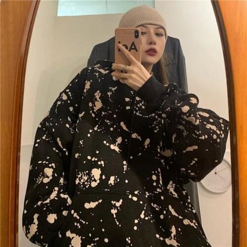 Park street Harajuku plus velvet warm sweater women sweet jacket loose casual hooded top thick autumn and winter long-sleeved