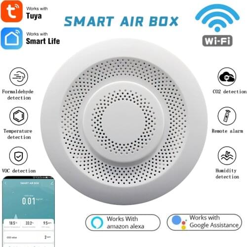 Tuya Wifi Air Box Smart Air Quality Monitor CO2 VOC Gas Sensor Detector Automation Alarm Detector Temperature Humidity Sensor