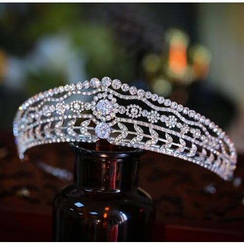 Vintage Baroque Queen Tiara Wedding Crown Bridal Diadem Gold Crystal Rhinestone Head Jewelry Headpiece Wedding Hair Accessories