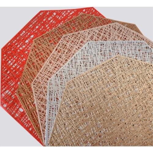1pcs PVC Placemats Octagonal Hollow Waterproof Non Slip Dinner Table Mats Heat-insulated Pad Coaster Kitchen Desktop Decoration