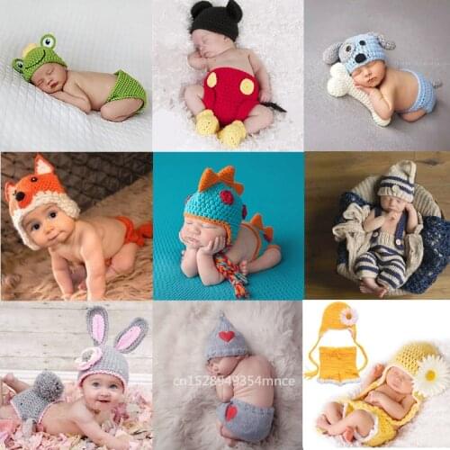 Newborn photography props crothet baby clothes boy clothing boys accessories infant girl costume crocheted handmade outfit