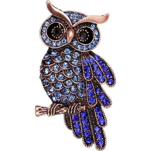 High Quality Full Rhinestones Pretty Owl Broach Girl`s Accessory