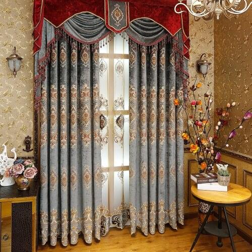 High-grade embroidery curtains for living room bedroom Soft charpie the rose relief blackout curtain tulle curtains
