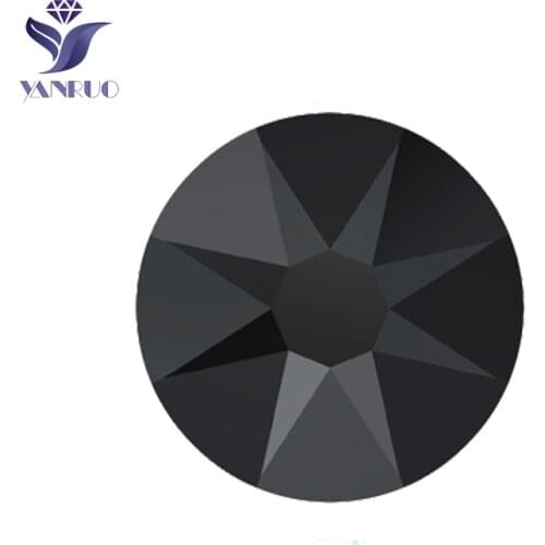 YANRUO 2088HF SS20 Jet 8 Big 8 Small Glass Crystal Stone Hotfix Rhinestone Flatback Strass For Garment Diakmond Black Crafts