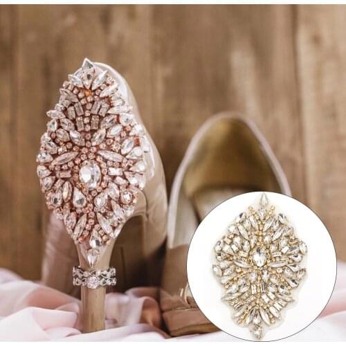 YANSTAR 10Pairs Wholesale Rhinestone Iron On Applique DIY Crystals Patch Rhinestone Applique Strass Sewing For Shoes YS889