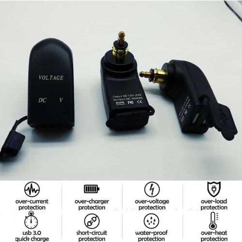 Motorcycle Dual USB Charger Cigarette Lighter Socket LED Digital Display Voltmeter Power Adapter Charger for Mobile Phone Tablet