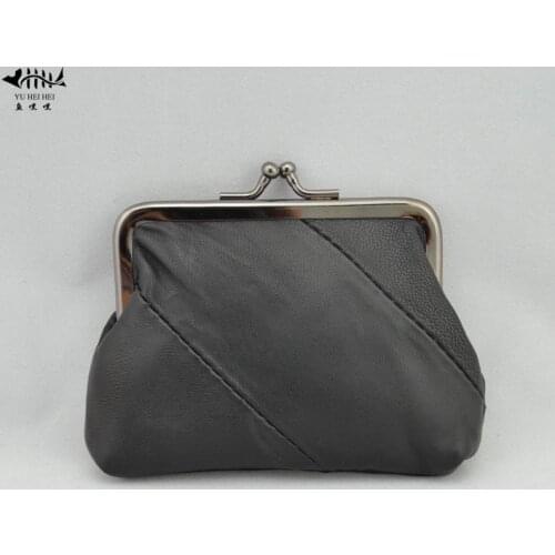 Womens Genuine Leather Kiss Lock Coin Organizer Purse Fashion Mini Wallet ID Credit Cards Cash Coin Holder Case