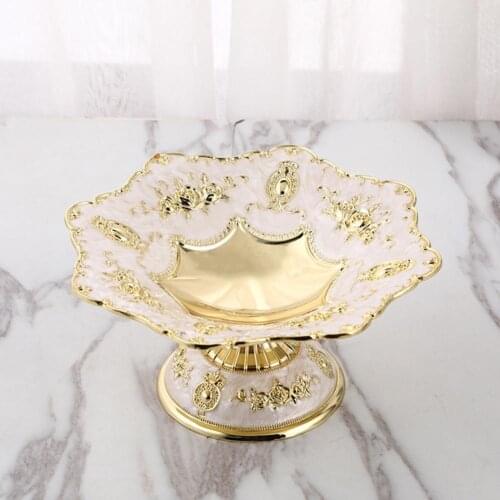 Golden Snack Tray Zinc Alloy Fruit Bowl Color Useful Smooth Surface Large Capacity Elegant for Desktop