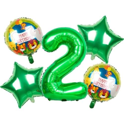 1 Set 32-inch Digital Aluminum Foil Balloon Cartoon Animal Forest Theme Birthday Party Decoration Helium Globos Baby Shower