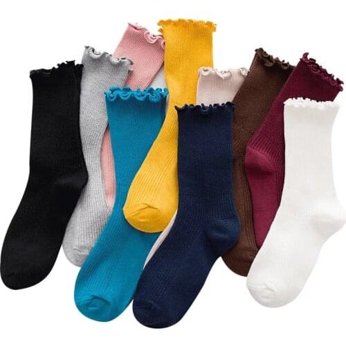 1 Pair Lovely Japanese Solid Color Socks Female Kawaii Sweet Womens Sock Cute Harajuku Cotton Women Socks for Girl