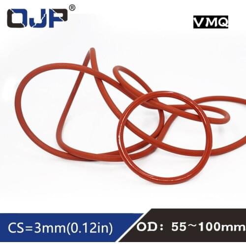 1PC Red Silicon Rings Silicone/VMQ O ring OD55/60/65/70/75/80/85/90/95/100*3mm Rubber ring Seal Silicone Sealing Gaskets Washer