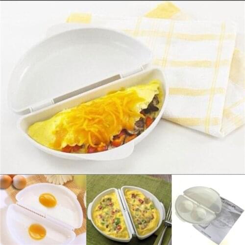 1pc Useful Two Eggs Microwave Omelet Cooker Pan Microweavable Cooker Omelette Eggs Steamer box Home Kitchen tools