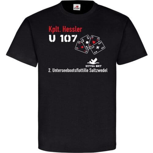 2019 Summer Brand Clothing U 107 Kptl. Hesseler Unterseeflotille Saltzwedel U Boot - T Shirt Novelty T Shirt
