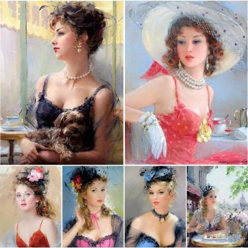 5D DIY Diamond Painting Portrait Beauty Cross Stitch Kit Full Square/Round Diamond Embroidery Mosaic Art Picture Home Decoration