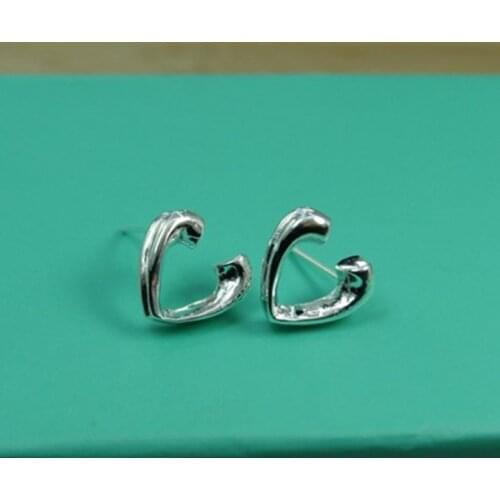 925 Sterling Silver Heart-Shaped Stud Earrings For Woman Wedding Engagement Fashion Party Charm Jewelry Gift