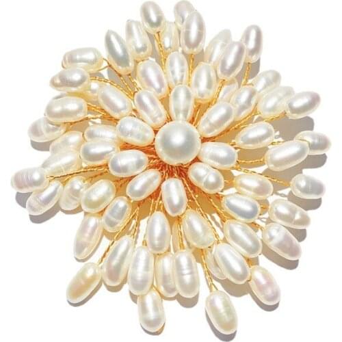 Natural Freshwater Pearl Brooch Pin By Handmade 2021 New Fashion Wedding Bridal Corsage Jewelry Luxury Bouttoniere Accessories