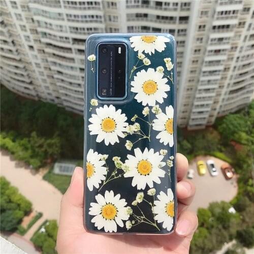 Real Floral Leaf Phone Case For Huawei P40 Pro Plus P20 Pro P30 P40 Lite E Mate 30 Pro Case Soft TPU Phone Cover For Girls Women