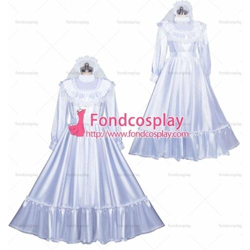 French Sissy Maid Lockable Satin Dress Uniform Cosplay Costume Tailor-made[G3972]