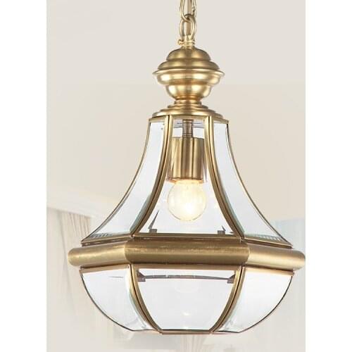 European glass full Pendant Lights copper lamp bedroom balcony staircase bar retro copper material LU626 ZL95 YM