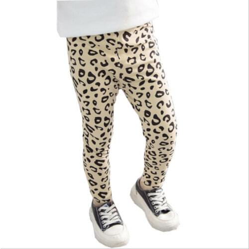 Citgeett Spring Toddler Kids Girls Plain Leggings Trousers Leopard Print Stretch Pants Cotton